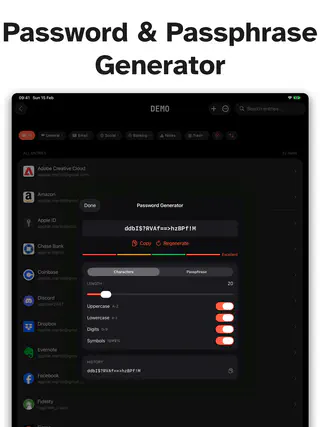 PanicVault on iPad - Password & Passphrase Generator