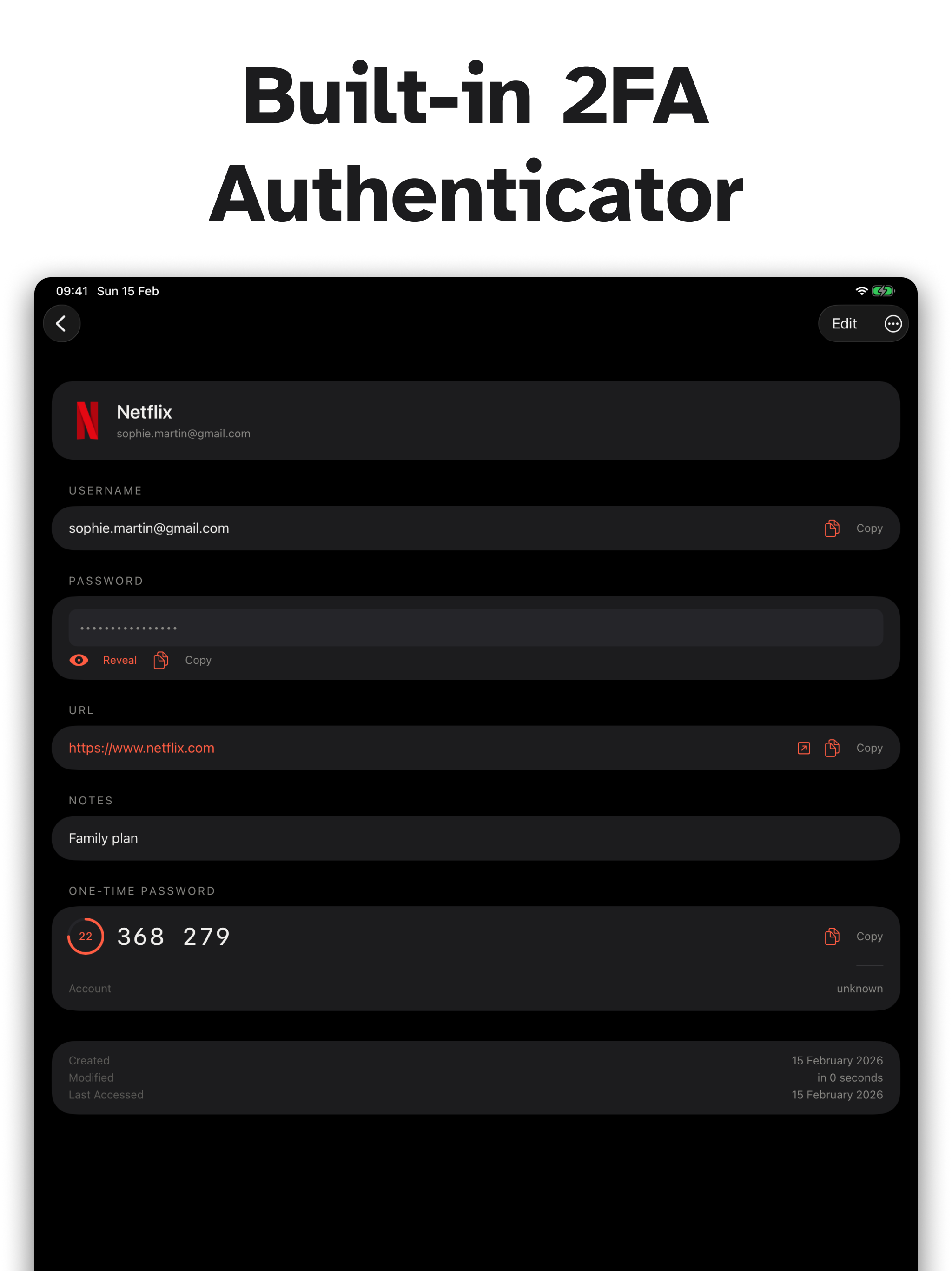 PanicVault on iPad - Built-in 2FA Authenticator