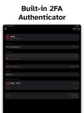 PanicVault on iPad - Built-in 2FA Authenticator