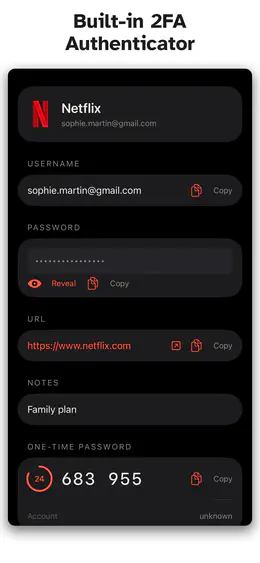 PanicVault on iPhone - Built-in 2FA Authenticator